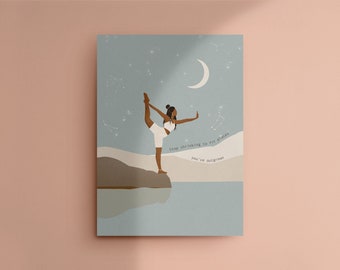 Yoga pose art print, Boho yoga artwork, Dancer Pose, Boho yoga, Mantra poster, Yoga Dancer Poser art, Yoga Illustration, Yoga wall art