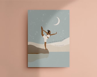 Yoga pose art print, Boho yoga artwork, Dancer Pose, Boho yoga, Mantra poster, Yoga Dancer Poser art, Yoga Illustration, Yoga wall art