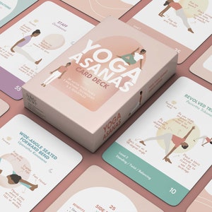 Yogakaartspel, yogacadeau, zelfzorgcadeau, yogaset met leselementen en voordelen per pose. Tool voor yoga-beginners en yoga-instructeurs