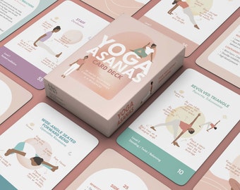 Yoga Card Deck with teaching cues, modifications, and cautions. Perfect tool for Yoga beginners, Yoga teacher training students and teachers