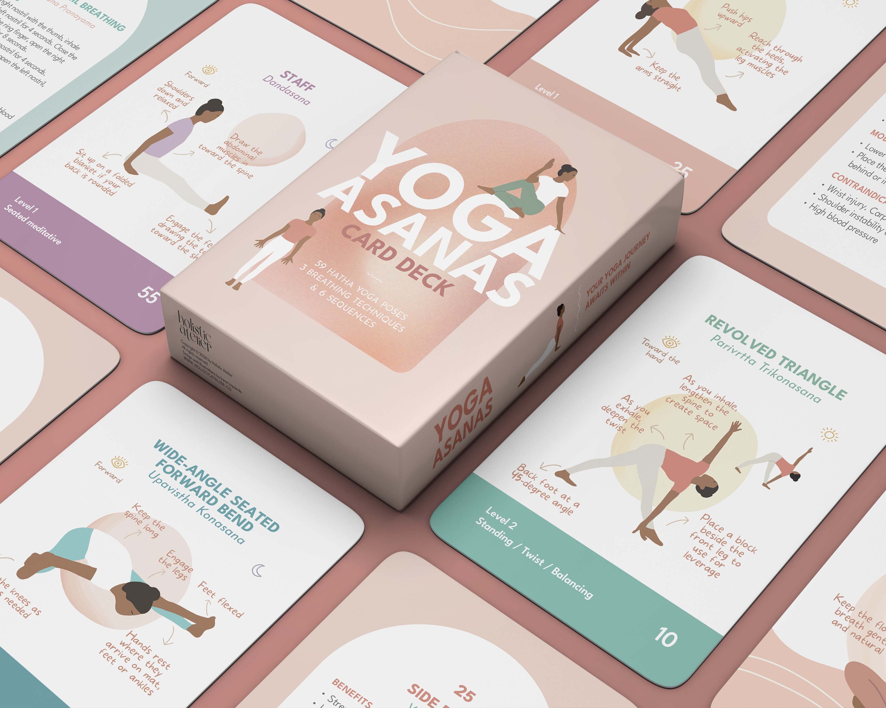 Holistic Atelier | Premium Yoga Card Decks for Teachers, YTT Students \u0026  Beginners, image size:3000x2400
