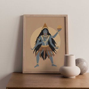 Kali print, Kali wall art illustration A5 A4 A3, Hindu Goddess, Hindu artwork, Kali Goddess, Kali unframed art