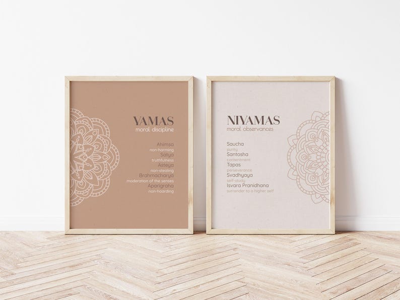 Yamas and Niyamas Art Print Unframed, Yamas Niyamas Wall Art A5 A3, Yoga Wall Decor - Etsy