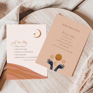 Reiki Set 2 Art Prints, Reiki Principles, Reiki Geschenk, Reiki Meister, Reiki Heilung, Nur für Heute