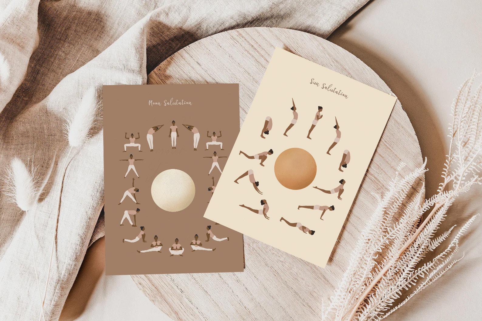 Yoga gift, Yoga postcard set, Sun salutation, Moon salutation, Surya Namaskar, Yoga card, Yoga sequences, Sun Salutation Postcard