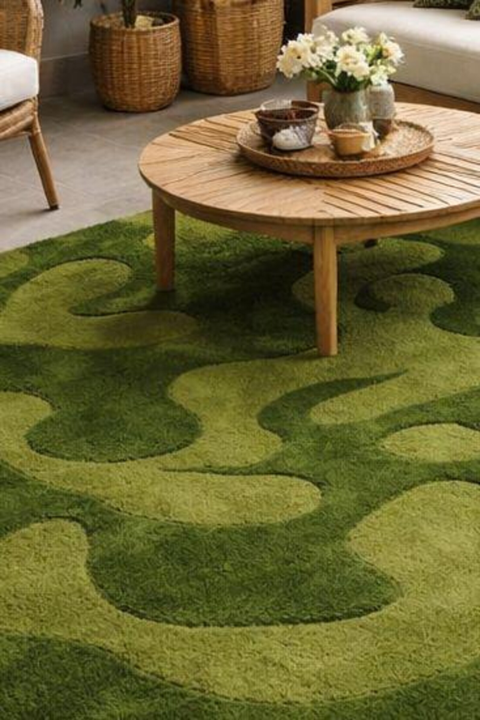 Patterned Green Rug Abstract Design Green Abstract Area Rug, Moss Green Rug, Modern Organic Pattern Carpet ...