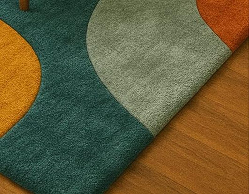 Hand Tufted Rug Modern Abstract Arches Sculpted Wool Area Rug 5x8 8x10 ...