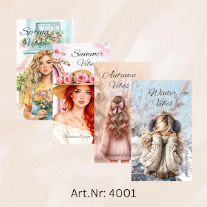 Jahreszeitenn Set - 2er Klappkarten - 4 Stück / 4001