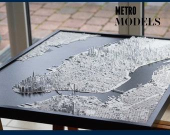 NYC 3D Modell XXL [3D Druck  Manhattan] [Skyline Stadt Modell] [Geschenk NYC Manhattan Stadt Interior Deko] 3D print Karte mit Bilder-Rahmen