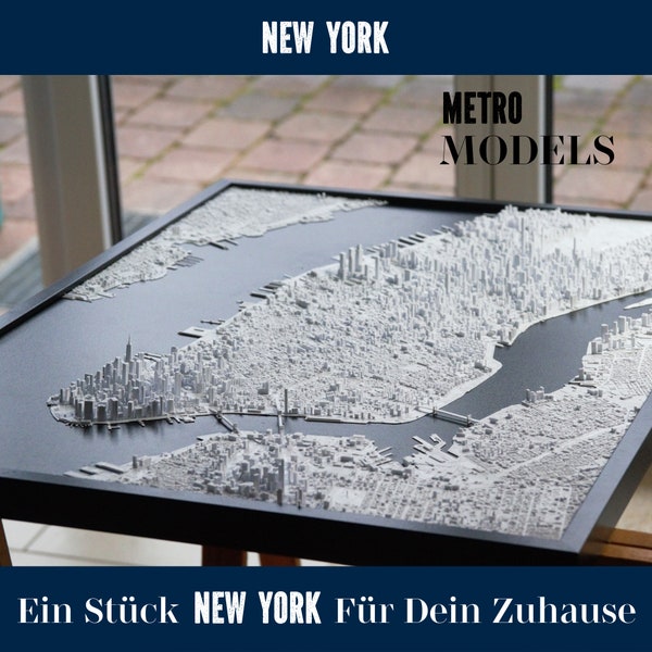 NYC 3D Modell XXL [3D Druck  Manhattan] [Skyline Stadt Modell] [Geschenk NYC Manhattan Stadt Interior Deko] 3D print Karte mit Bilder-Rahmen