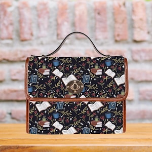 Sac à main pour femme sur le thème du livre, sac Cottagecore, sacoche pour amoureux des livres, accessoire universitaire confortable, cadeau rat de bibliothèque, sac à main motif livre de contes, sac unique