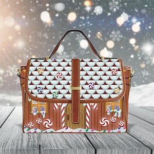 Cartable maison biscuit pain d'épice, sac en sucre de canne, sac à main cottage de Noël sucré, sac à main Candyland Fantasy, cadeau de nouvel an différent pour elle