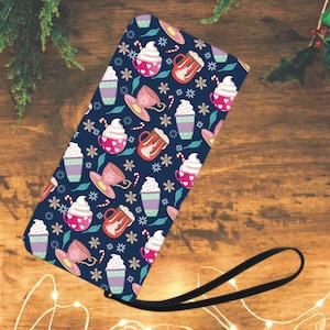 Bolso de mano con forma de taza de Navidad, bonita billetera de Año Nuevo, bolso de mano para vacaciones, bolso de mano con forma de pan de jengibre, accesorio de diseño exclusivo, regalo para ella, novia, hermana