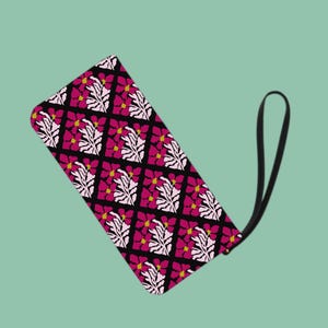 Floral Art-Deco-Armband, Boho Geldbörse, Cottagecore Neuheit Geldbörse, moderne ungewöhnliche Clutch, mutiges einzigartiges Accessoire, süßes Geschenk für Freundin
