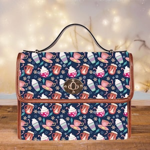 Sac à main femme coupes de Noël, joli sac en toile pour le Nouvel An, sacoche en pain d'épice, accessoire de fête, cadeau chic pour les vacances d'hiver, design unique