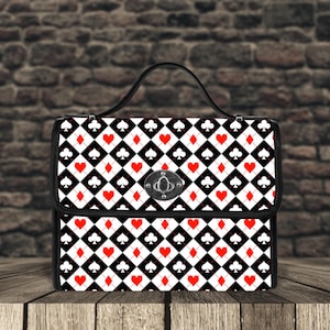 Harlekin Card Suit Handtasche, Wunderland Card Geldbörse, Vintage Spielkarte Tasche, Queen of Heart Tote, wunderliches Geschenk für Sie