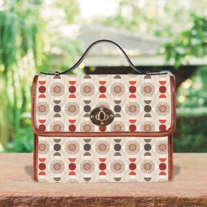 Sac à main géométrique bohème, sac à main moderne minimaliste, sacoche rétro terreuse, sac inspiré des années 60, sac à main scandinave vintage, cadeau pour petite amie