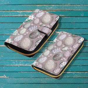 Portefeuille oeuf de Pâques Cottagecore, sac à main floral pastel, pochette de style bohème, accessoire du dimanche de Pâques, élégant portefeuille avec fermeture à glissière