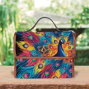 Sac à main en plumes de paon, sac à fleurs cottagecore, sacoche éclectique bohème, accessoire maximaliste, cadeau élégant pour petite amie, sac à main coloré