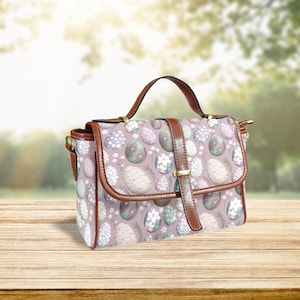Sac cartable oeuf de Pâques Cottagecore, sac à main floral pastel, fourre-tout shabby chic, accessoire bohème victorien, idée cadeau Pâques, sac pour femme fantaisiste
