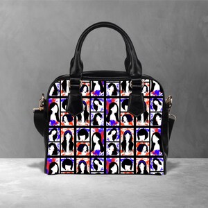 Sac pop art génial, sac à main abstrait moderne, sac à main au visage éclectique, fourre-tout street style, accessoire contemporain, cadeau unique pour femme, sac bohème