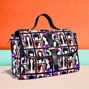 Cartable rétro funky, sac à main pop art, fourre-tout art déco, accessoire contemporain, sac à main Rave femme, cadeau élégant pour petite amie, pour mère
