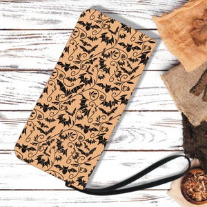 Bolso de mano gótico con diseño de murciélago, billetera con diseño floral oscuro, bolso de mano espeluznante de bruja, bolso de mano Dark Academia, regalo peculiar para novia, bolsa de dinero con diseño audaz de Whimsigoth