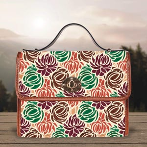 Sac à main bohème fleur de lotus, sac Cottagecore, sacoche nénuphar, accessoire éclectique, cadeau unique pour petite amie, design d'inspiration vintage