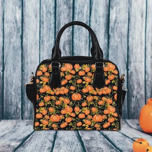 Sac citrouille élégant pour femme, sac à main d'Halloween, sac à main à breloques d'automne, accessoire cottagecore, sacoche style automne, cadeau pour elle, sac à main floral