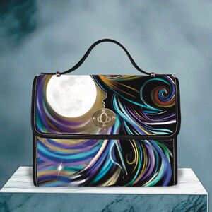Sac à main gothique sorcière pour femme, sac en toile céleste fantaisie, sacoche lunaire mystique, accessoire d'Halloween, cadeau artistique pour elle, petite amie