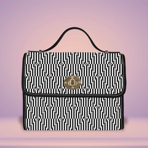 Bolso minimalista moderno, bolso de rayas atrevidas, cartera contemporánea, monedero geométrico monocromático, regalo elegante para ella, bolso llamativo para mujer