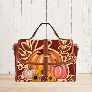 Bolso estilo boho otoñal, bolso de calabaza de Acción de Gracias, bolso bandolera con diseño de girasol, bolso Whimsigoth, accesorio de Halloween, regalo inusual para ella