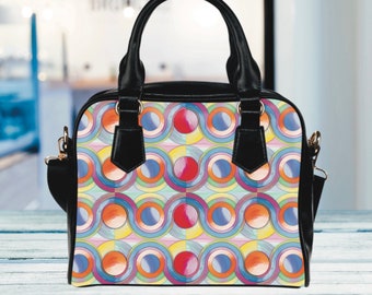 Aesthetic Pattern Shoulder Bag, Artistic Design Handbag, Abstract Geometric Satchel, Canvas Chic Pouch, Different Gift, Unique Design Tote