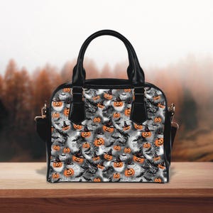 Sac citrouille gothique pour femme, sac à main sombre chauve-souris effrayant, fourre-tout effrayant d'Halloween, accessoire de style sorcière, cadeau pour petite amie, sac à main pour soirée costumée