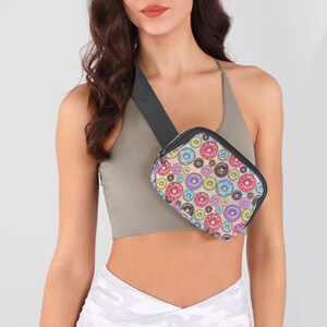 Sac banane donut, sac poitrine kawaii, ceinture de course colorée, sac banane Athleisure, sac banane au design original, joli sac banane, pochette de voyage fantaisiste