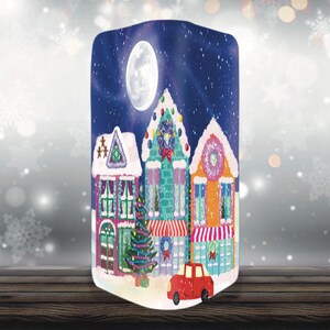 Cartera de muñeca con temática de pueblo navideño, billetera con temática de Año Nuevo, bolso de mano para vacaciones de invierno, mini bolso de mano con escena nevada, dulce y lindo regalo para novia para madre