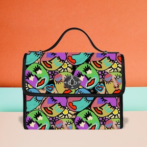 Sac à main pour femme aux visages étranges, sac au design excentrique, sacoche originale, sac à main particulier, accessoire étrange insolite, sac pop art génial, cadeau pour elle