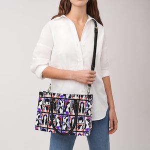 Boîte fourre-tout Funky Pop Art, sac à main muse urbain, sac à main femme rétro chic, sacoche contemporaine, sac steampunk urbain, cadeau art génial pour petite amie