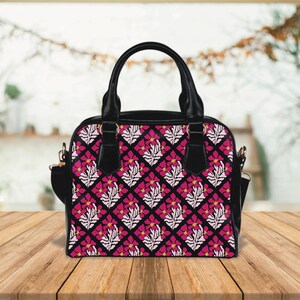 Sac femme floral art déco, sac à main fantaisie, sac à main insolite moderne, fourre-tout cottagecore, accessoire unique, sacoche fleurie, cadeau pour elle