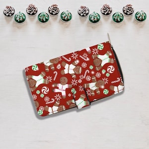 Weihnachten Lebkuchen Geldbörse, Weihnachten Accessoire, Winter Wunderland Clutch, süße dreifache Geldbörse, Candy Cane Geldbörse, saisonale Mode