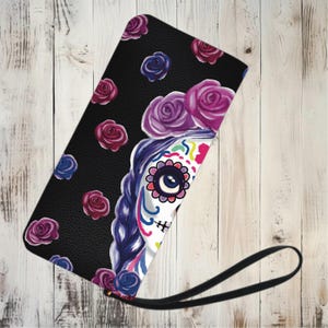 Dia de los Muertos Armband, Gothic Geldbörse, Geldbörse mit Totenkopf, Mexikanische Traditions Clutch, Traditionelles Fiesta Accessoire, Geschenk für Freundin