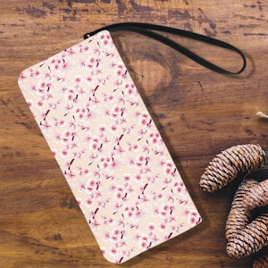 Bracelet fleurs de cerisier, portefeuille floral, sac à main cottagecore, pochette bohème parisienne, accessoire d'inspiration vintage, cadeau romantique pour petite amie