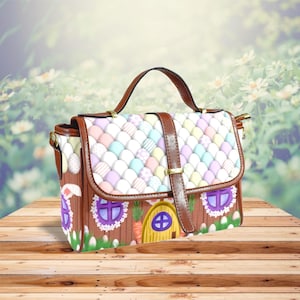 Cartable maison lapin de Pâques, sac à main sur le thème de Pâques, sac à main oeuf Cottagecore, accessoire fantaisiste, cadeau des fêtes insolite, joli sac à bandoulière