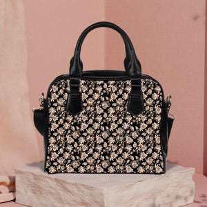 Sac floral gothique, sac à main romantique sombre, sac à main rose cottage, sacoche florale rustique, sac à main chic intemporel, cadeau de sac pour femme élégante pour maman