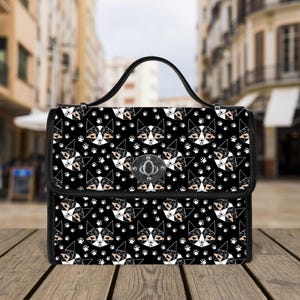 Sac à main moderne à imprimé chat, sac à motif chat abstrait, sac à main chaton mignon, accessoire de mode félin, cadeau pour amoureux des chats, sac à main au design fantaisiste