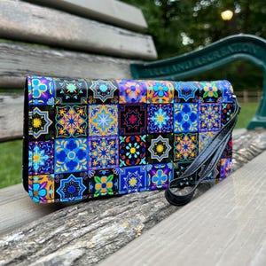 Bracelet portugais pour femme en carreaux de mosaïque, portefeuille bohème en mosaïque, sac à main de style méditerranéen, pochette azulejos, accessoire culturel, cadeau pour petite amie