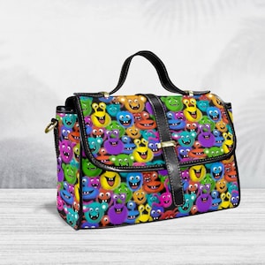 Joli sac à main monstre, sac pour créatures colorées effrayantes, sac à main fantasmagorique fou, sac à main pour femme kawaii, accessoire étrange, cadeau pour petite amie, adolescent