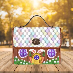 Sac à main maison lapin de Pâques, sac à main sur le thème de Pâques, sac cartable oeuf Cottagecore, accessoire fantaisiste, cadeau de vacances unique, sac de fête fonctionnel