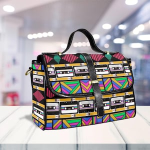 Cartable pour femme cassette rétro, sac à main design vintage des années 90, sac à thème old school, accessoire d'inspiration nostalgique, cadeau style rétro des années 90 pour elle
