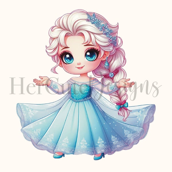 Cute Ice Princess PNG |Little Princess | Blue | Snow Queen |Frozen | Winter| Magical | Birthday| Digital Image